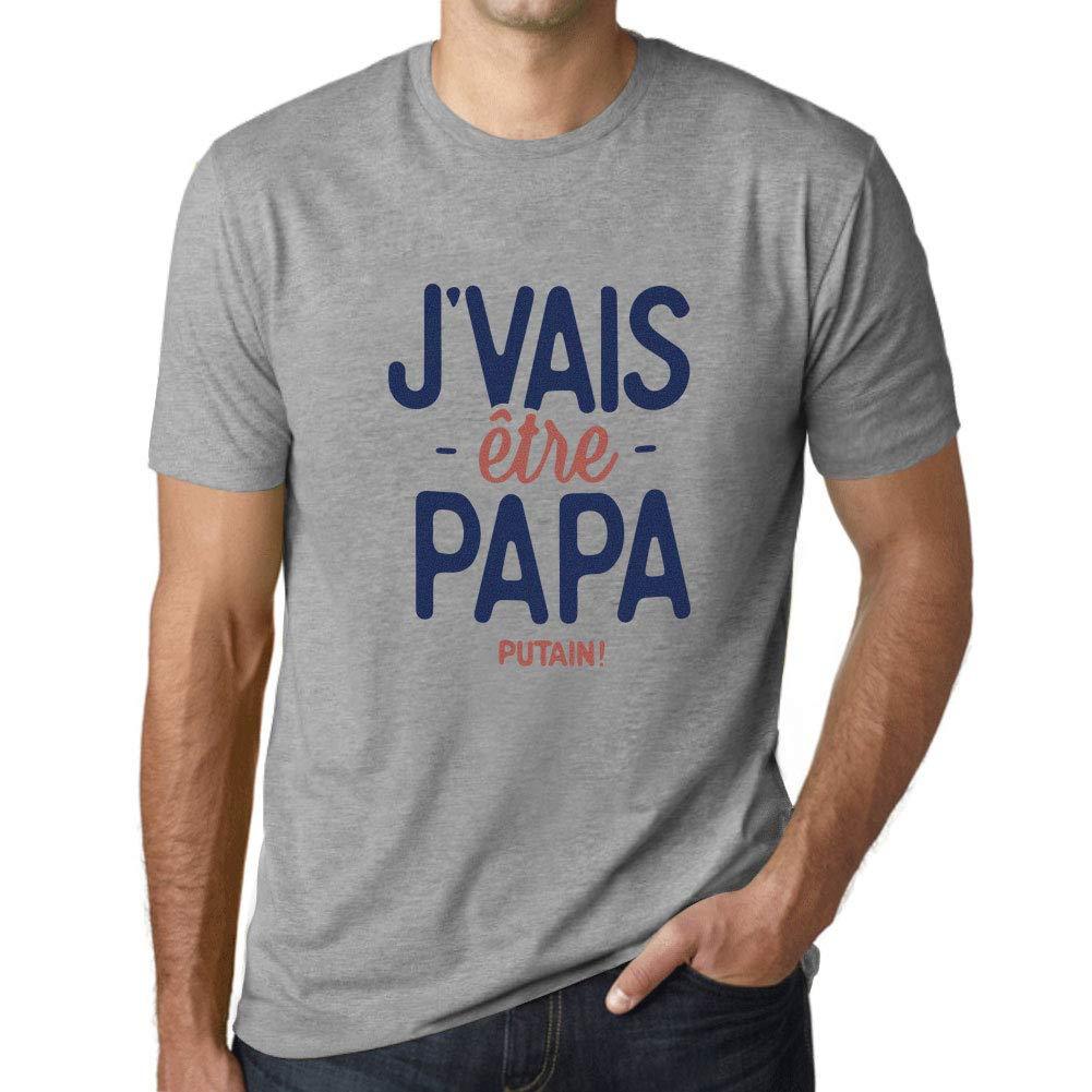 Ultrabasic - Graphique Homme J'vais Être Papa Putain T-Shirt Marine Lettre Gris Chiné