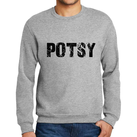 Ultrabasic Homme Imprimé Graphique Sweat-Shirt Popular Words POTSY Gris Chiné