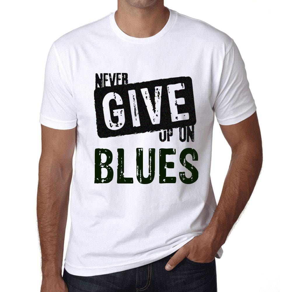 Ultrabasic Homme T-Shirt Graphique Never Give Up on Blues Blanc