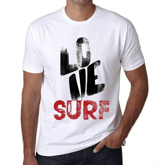 Ultrabasic - Homme T-Shirt Graphique Love Surf Blanc