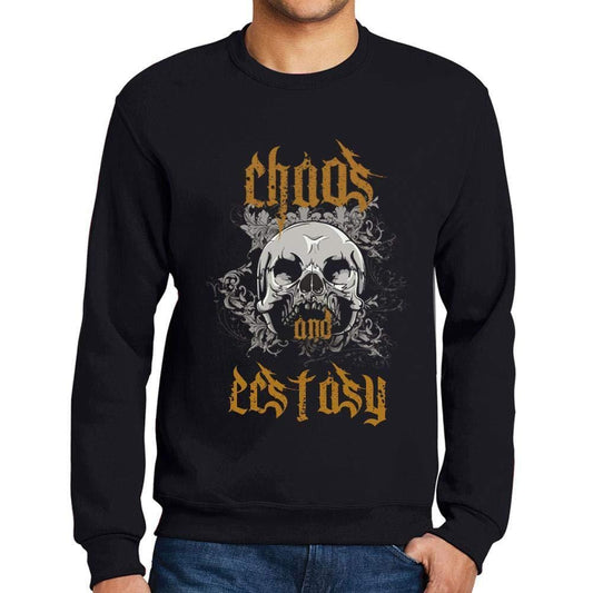 Ultrabasic - Homme Imprimé Graphique Sweat-Shirt Chaos and ECSTASY Noir Profond