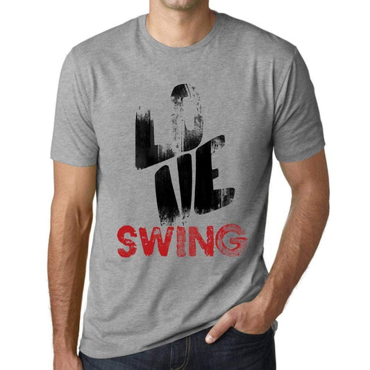 Ultrabasic - Homme T-Shirt Graphique Love Swing Gris Chiné