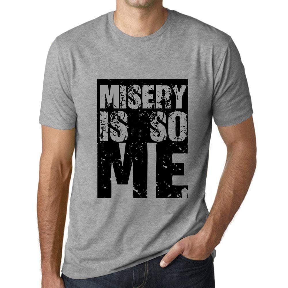 Herren T-Shirt Graphique Misery is So Me Gris Chiné