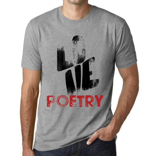 Ultrabasic - Homme T-Shirt Graphique Love Poetry Gris Chiné