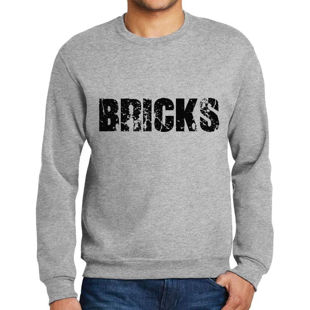 Ultrabasic Homme Imprimé Graphique Sweat-Shirt Popular Words Bricks Gris Chiné