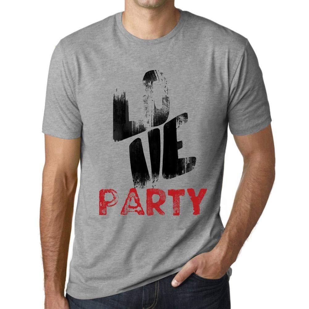 Ultrabasic - Homme T-Shirt Graphique Love Party Gris Chiné
