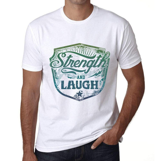 Homme T-Shirt Graphique Imprimé Vintage Tee Strength and Laugh Blanc
