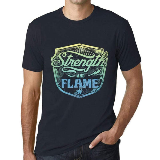 Homme T-Shirt Graphique Imprimé Vintage Tee Strength and Flame Marine