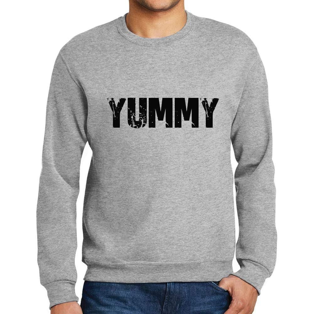 Ultrabasic Homme Imprimé Graphique Sweat-Shirt Popular Words Yummy Gris Chiné