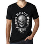Men&rsquo;s Graphic V-Neck T-Shirt Never Defeated, Never ABSENT Deep Black - Ultrabasic