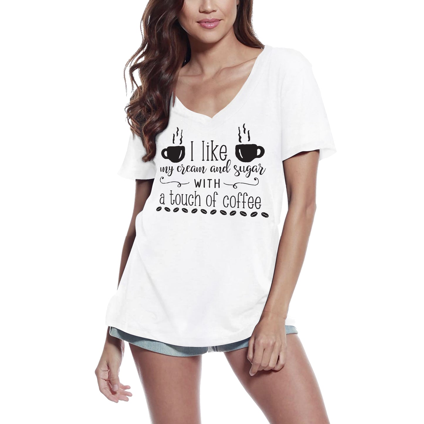 ULTRABASIC Women's T-Shirt I Like My Cream and Sugar With a Touch of Coffee - Funny Tee Shirt Tops