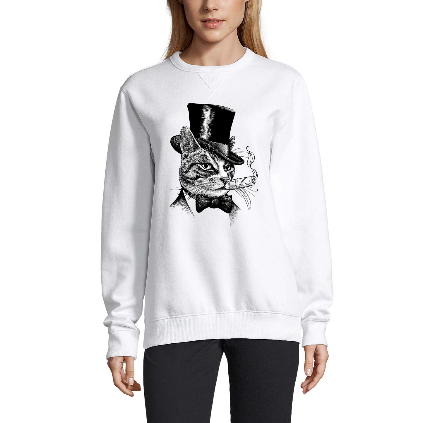 ULTRABASIC Women's Sweatshirt Cat Smoking - Tomcat Funny Sweater for Ladies