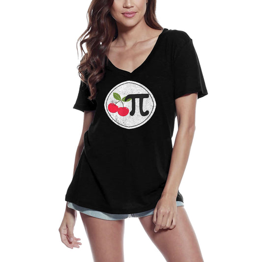 ULTRABASIC Damen-T-Shirt mit V-Ausschnitt, Cherry Pi Day – lustiges Mathe-Geschenk-T-Shirt