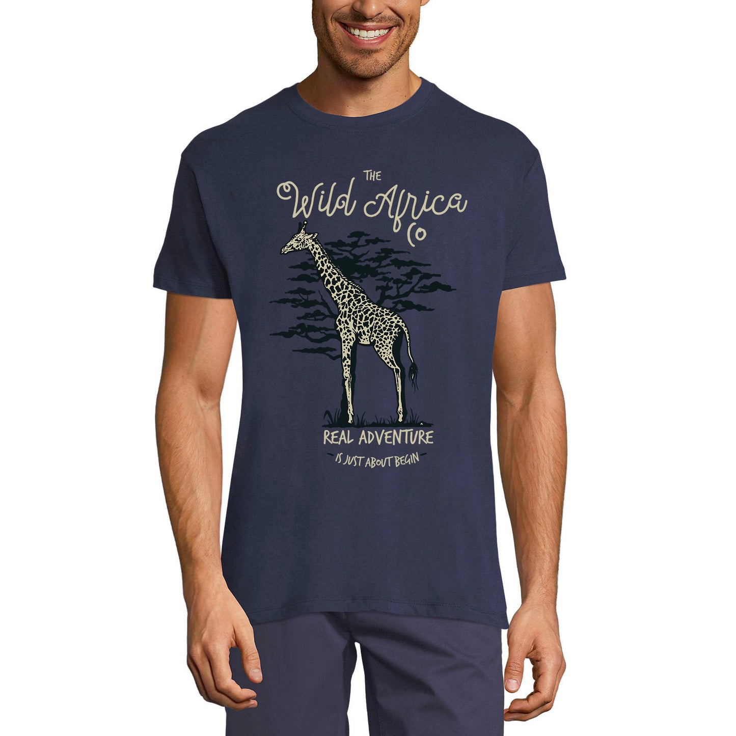 ULTRABASIC Herren-Grafik-T-Shirt Wild Africa Giraffe – echtes Abenteuer-Shirt für Männer