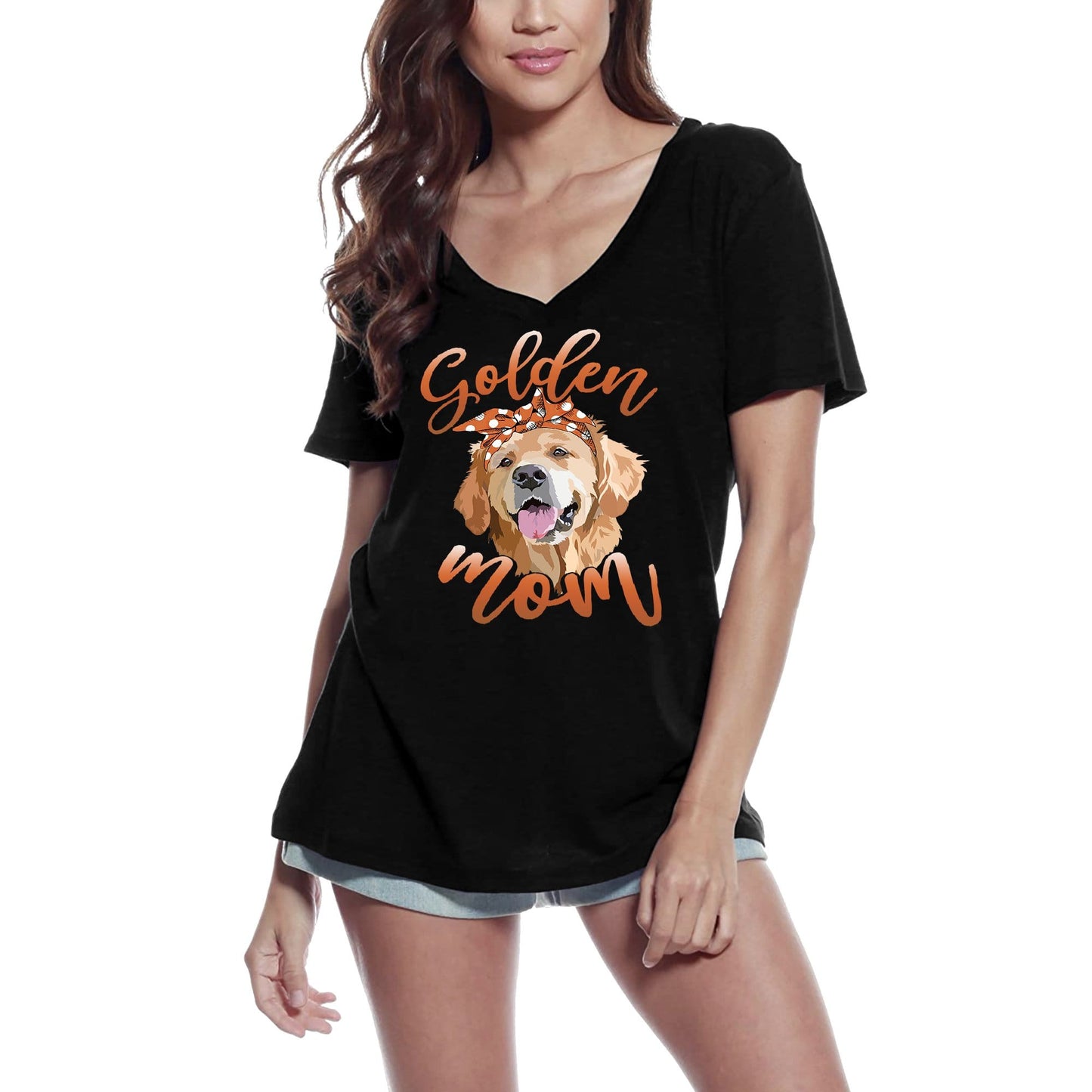 T-Shirt Femme ULTRABASIC Maman Golden Retriever - Tee Shirt Chien Drôle