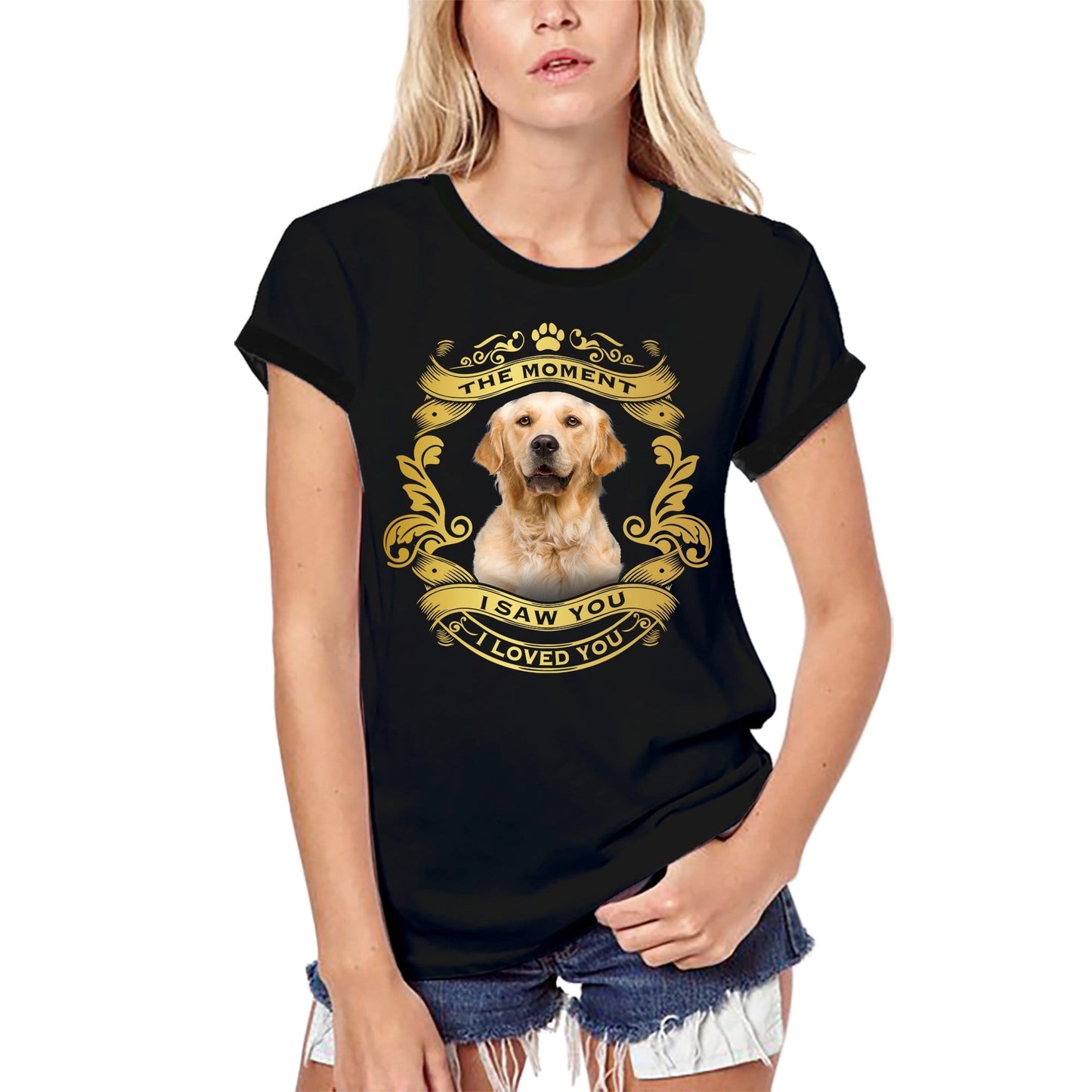 ULTRABASIC Damen Bio-T-Shirt Golden Retriever Hund – Moment I Saw You I Loved You Welpen-T-Shirt für Damen