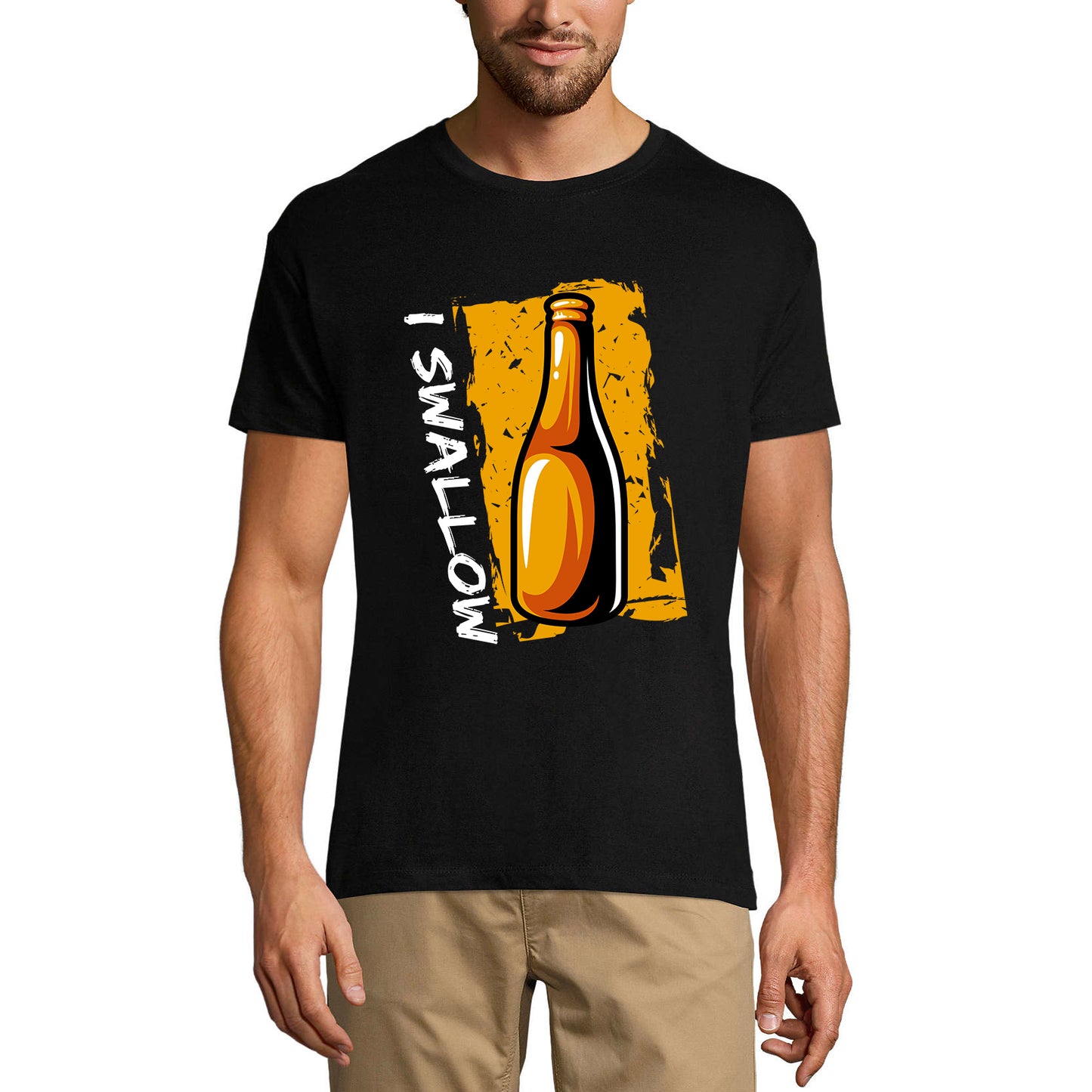 ULTRABASIC Men's Novelty T-Shirt I Swallow Beer - Funny Beer Lover Tee Shirt