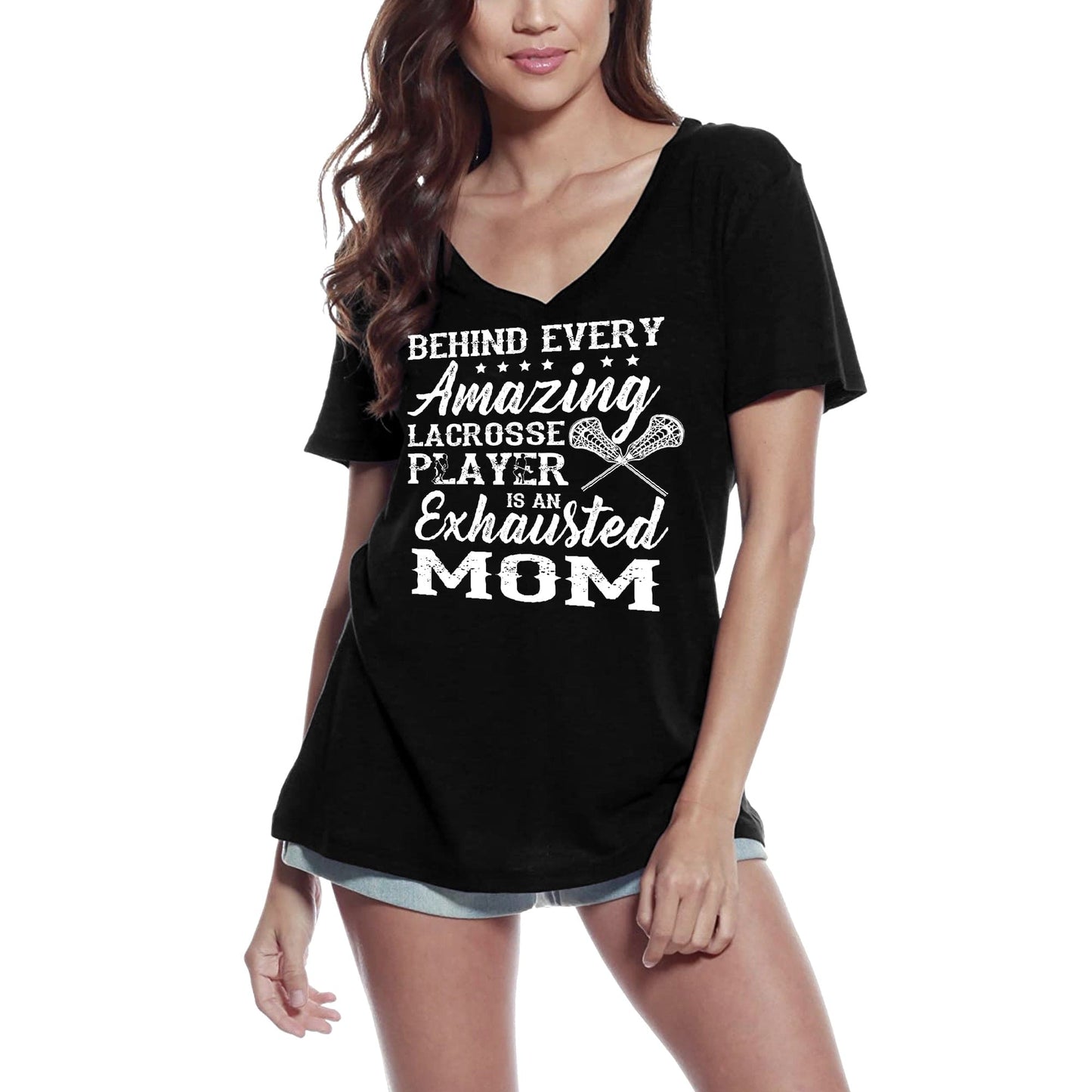 T-shirt ULTRABASIC pour femmes Derrière chaque incroyable joueur de crosse se cache une maman épuisée