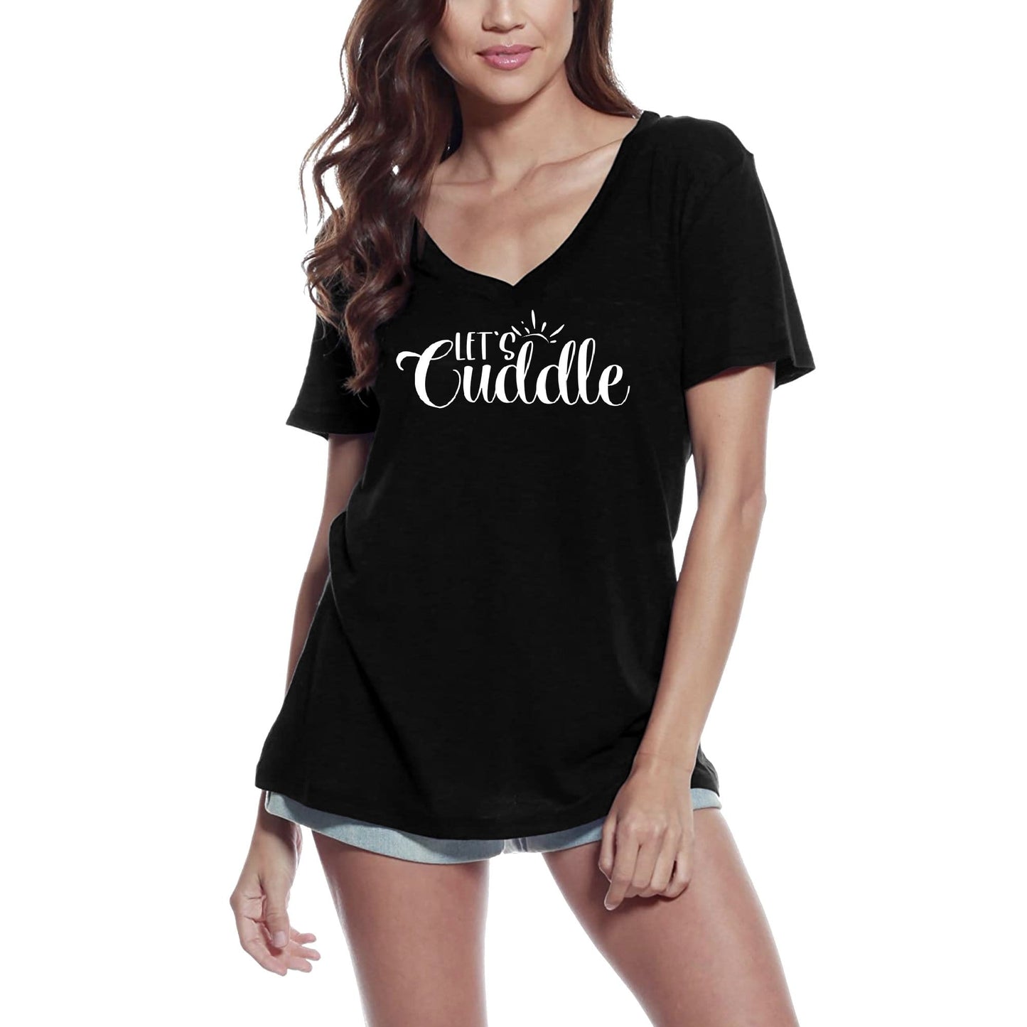 ULTRABASIC Women's T-Shirt Let's Cuddle - Funny Short Sleeve Tee Shirt