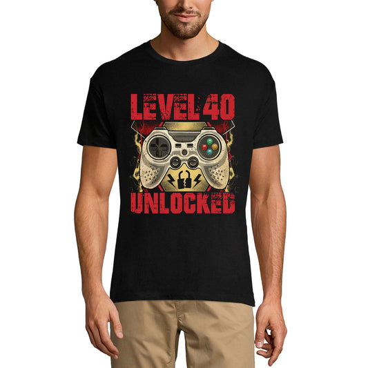 ULTRABASIC Men's Gaming T-Shirt Level 40 Unlocked - Gaming Gamer Joystick 40th Birthday Tee Shirt