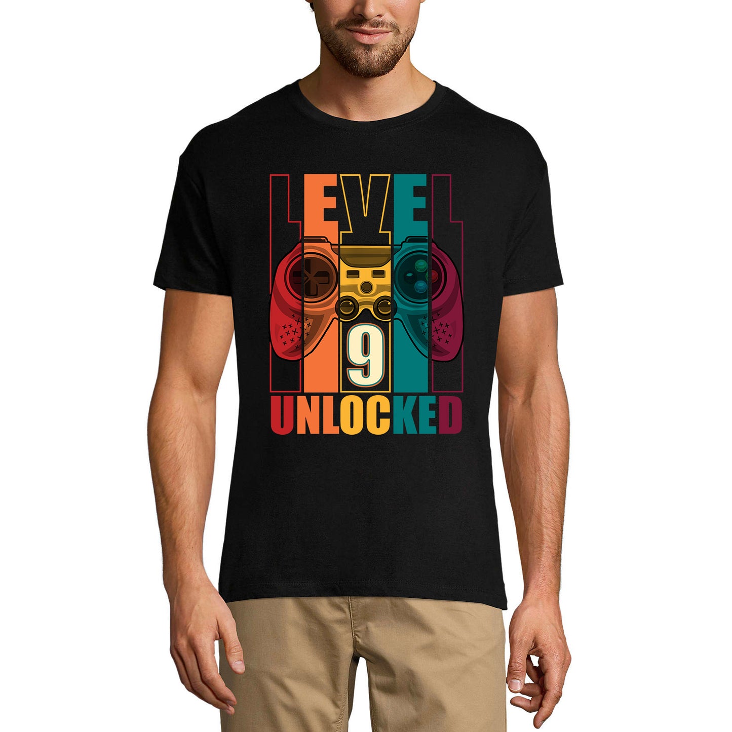 ULTRABASIC Men's Gaming T-Shirt Level 9 Unlocked - Funny Gamer 9th Birthday Tee Shirt