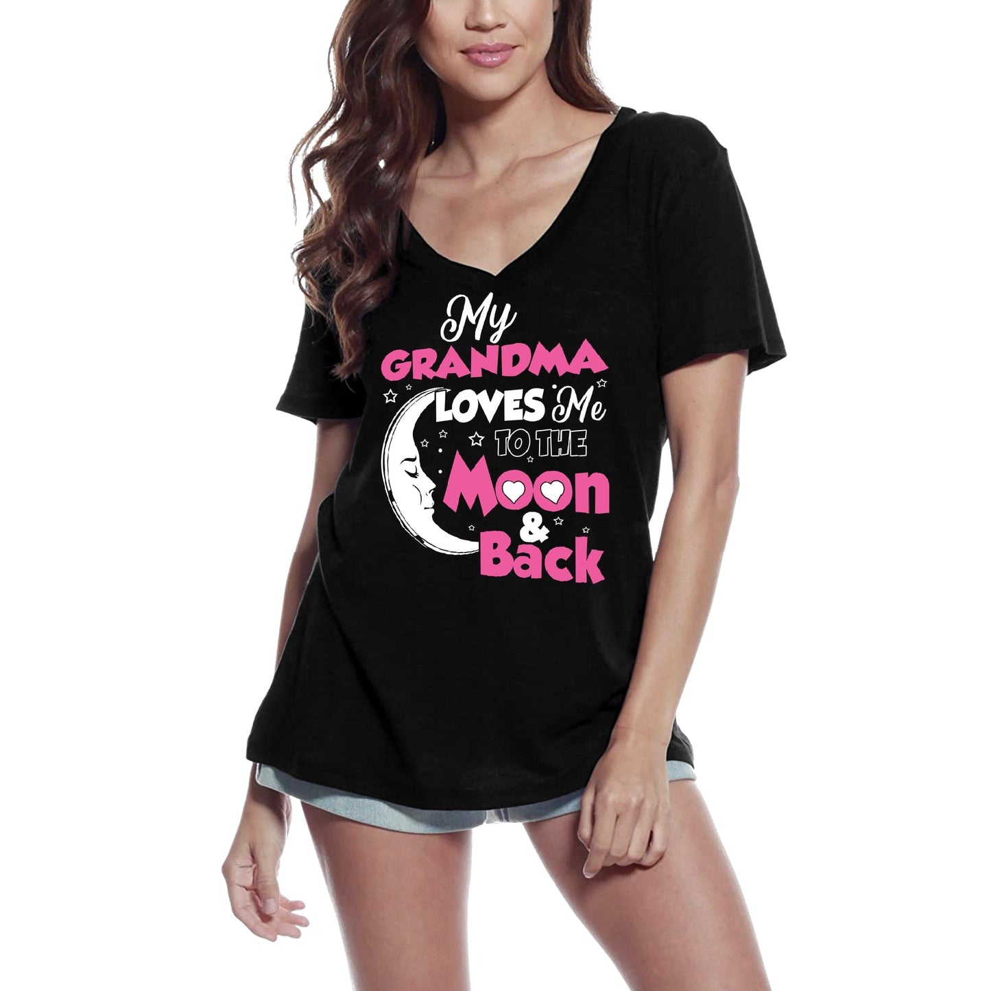 ULTRABASIC Damen-T-Shirt „My Grandma Loves Me to the Moon and Back“ – Großmutter-T-Shirt