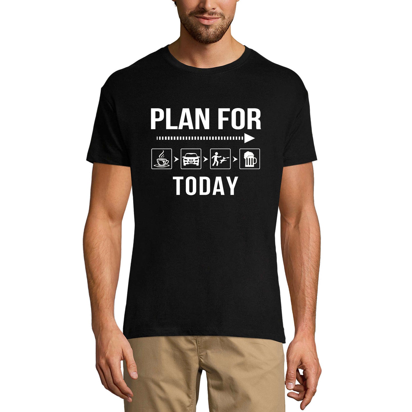ULTRABASIC Herren-T-Shirt Plan For Today – Lustiges Hunde-Kaffee-Bier-Liebhaber-T-Shirt