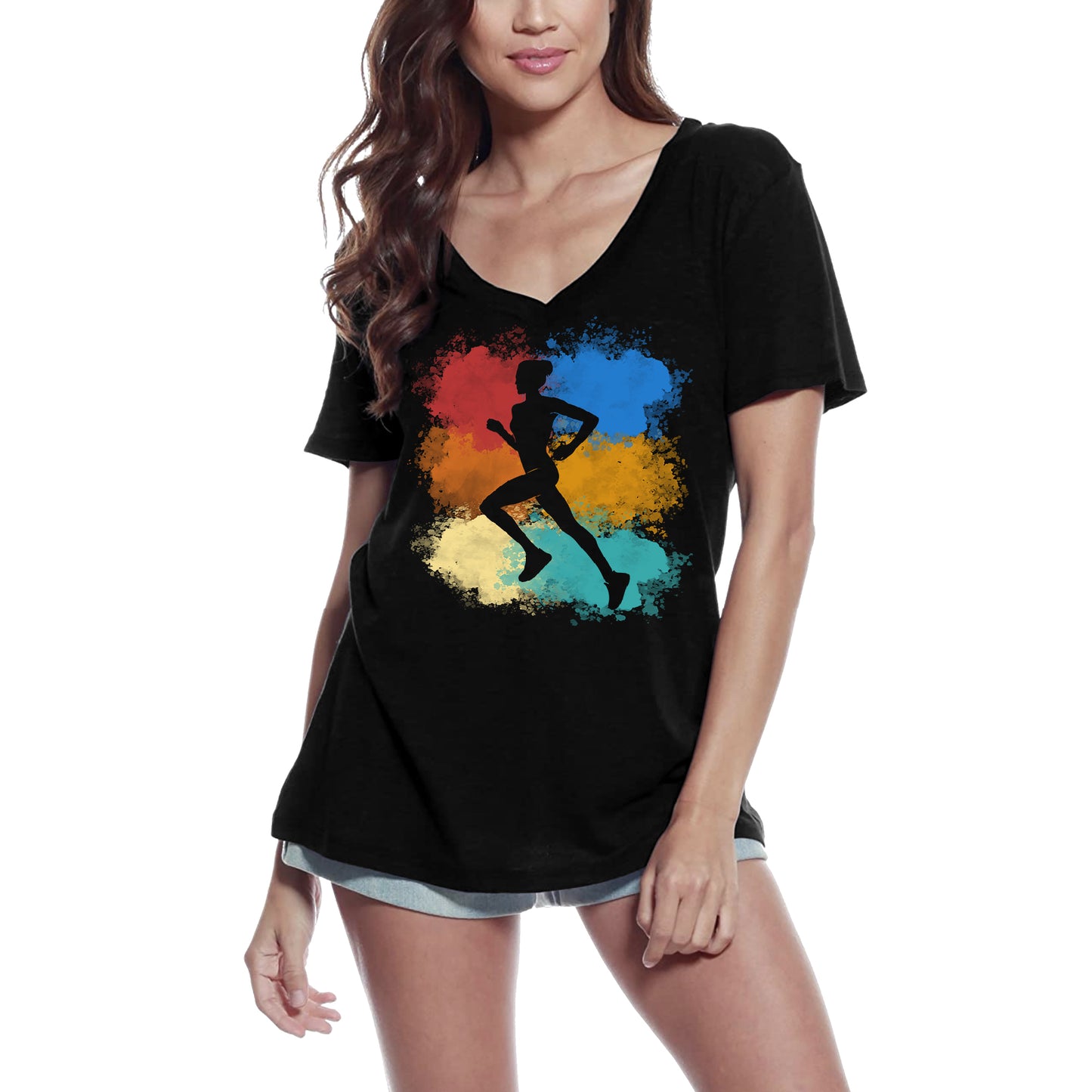 ULTRABASIC Women's T-Shirt Colorful Run - Running Tee Shirt Tops