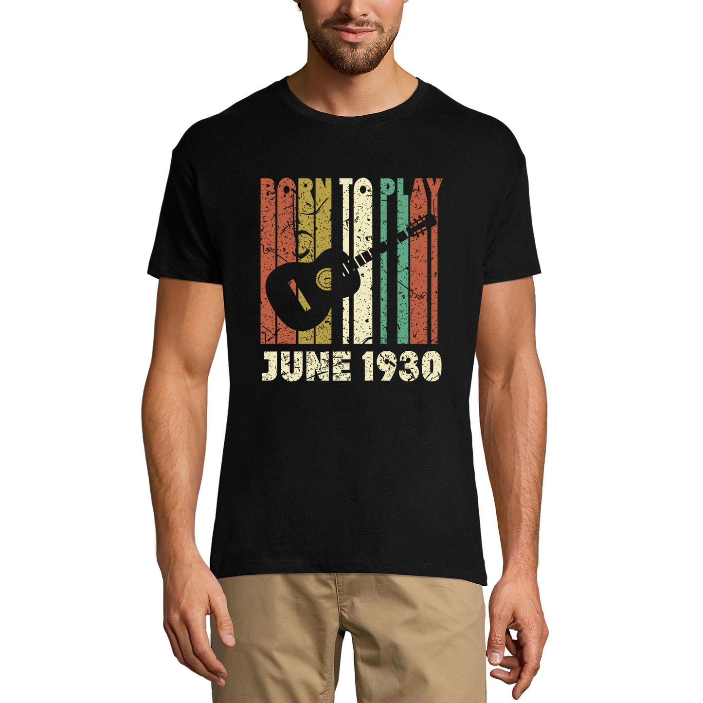 ULTRABASIC Herren T-Shirt Born To Play Guitar June 1930 – Geschenk zum 90. Geburtstag T-Shirt