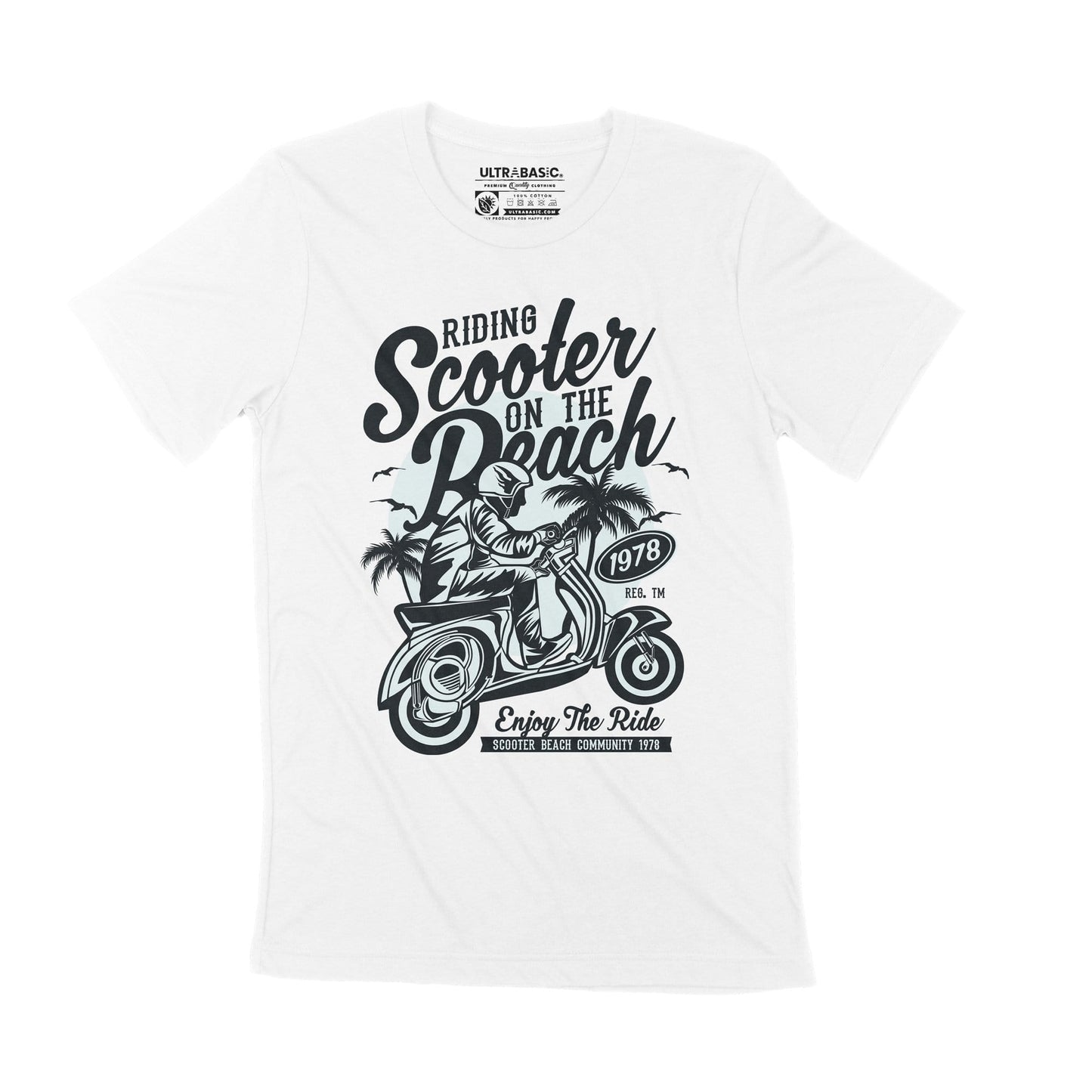 ULTRABASIC Herren T-Shirt Scooter Rider On the Beach 1978 – Motorrad T-Shirt