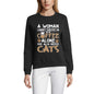 ULTRABASIC Damen-Sweatshirt She Also Needs Cats – Süße Katze in einer Tasse Kaffee