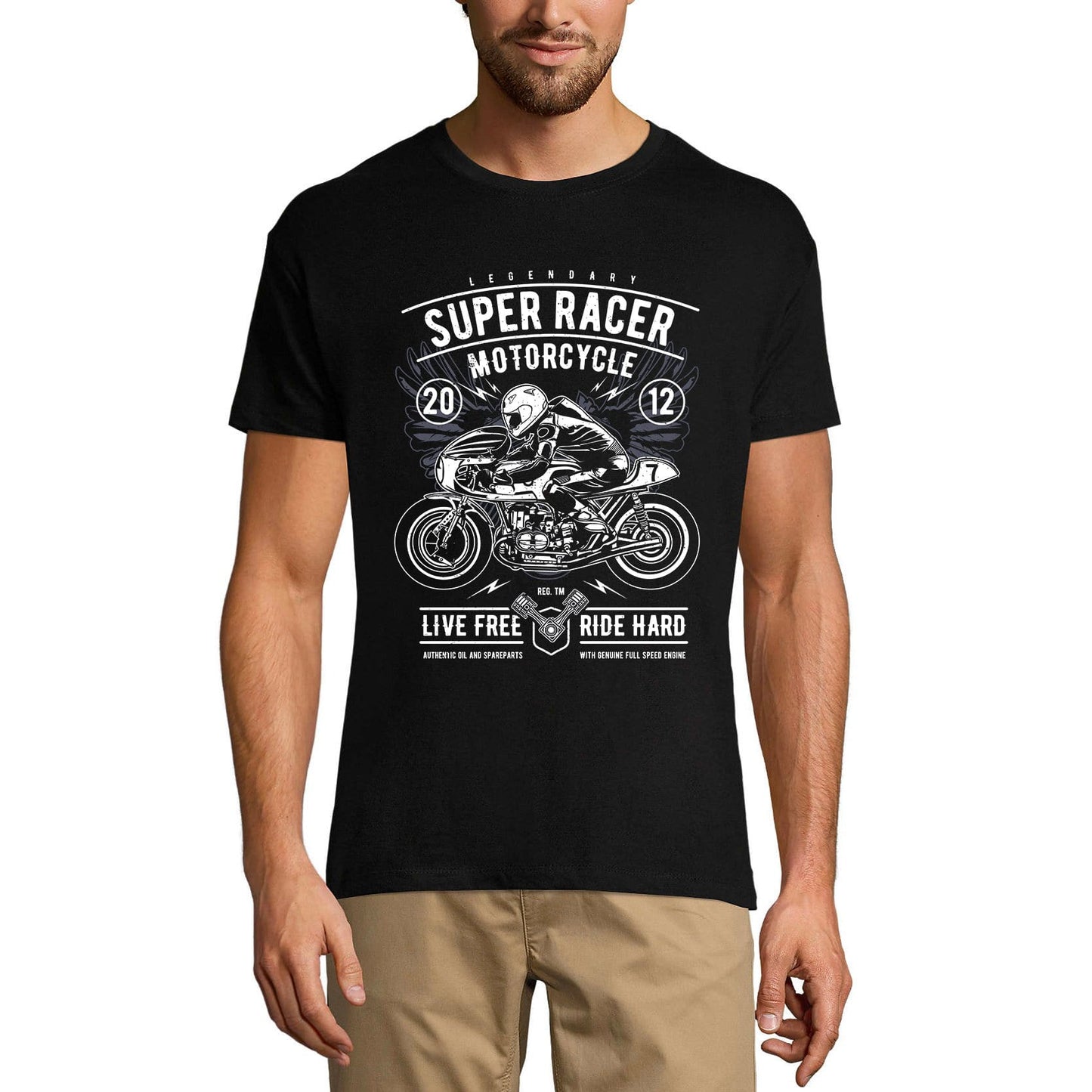 ULTRABASIC Men's T-Shirt Super Racer Motorcycle 2012 - Live Free Ride Hard Tee Shirt