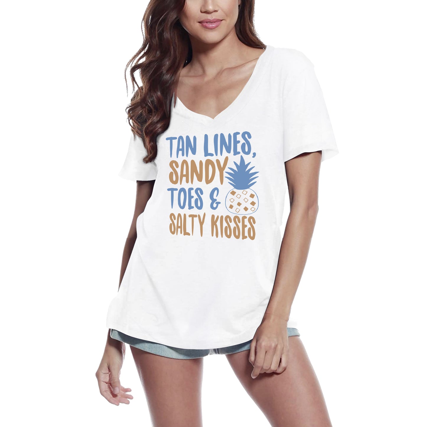 ULTRABASIC Damen T-Shirt Tan Lines Sandy Toes and Salty Kisses – Kurzarm-T-Shirt-Oberteile