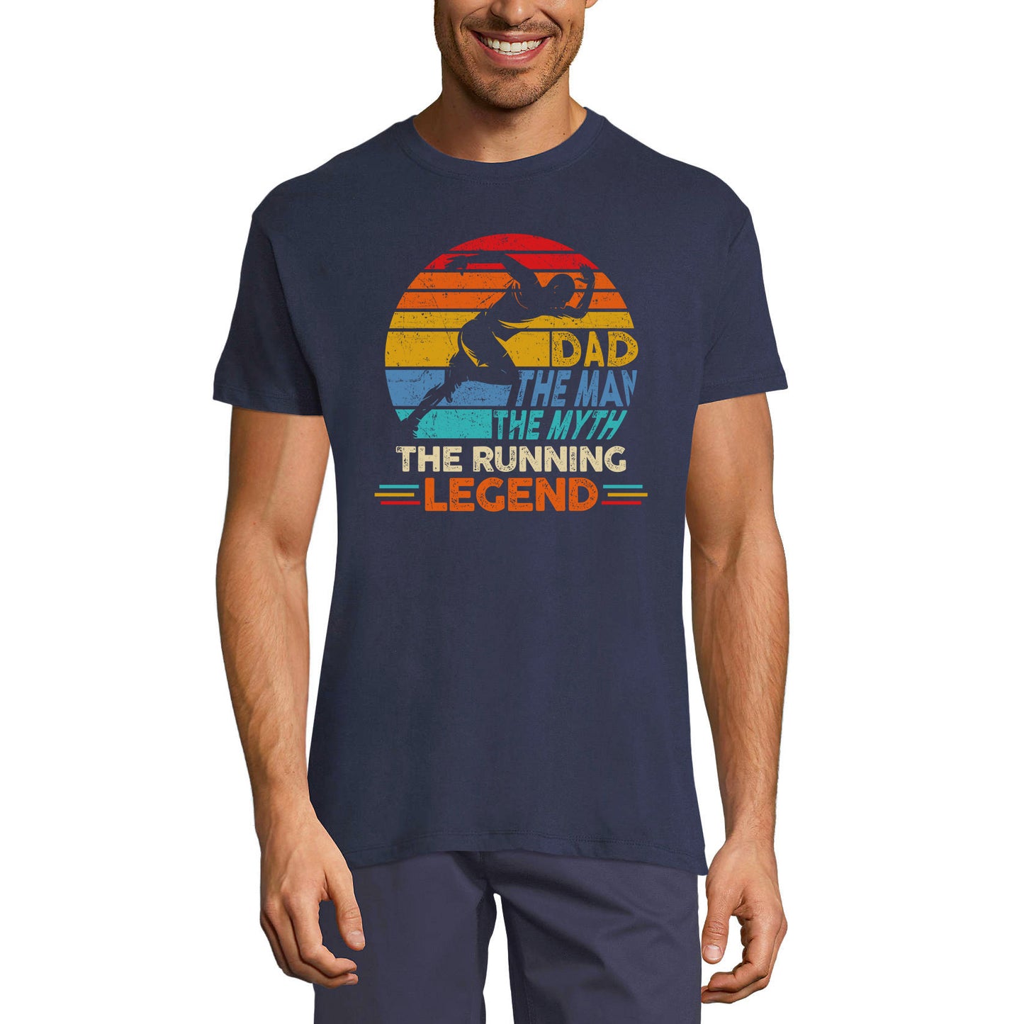 ULTRABASIC Herren-T-Shirt „Dad The Man The Myth The Running Legend – Lustiges Läufer-T-Shirt“.