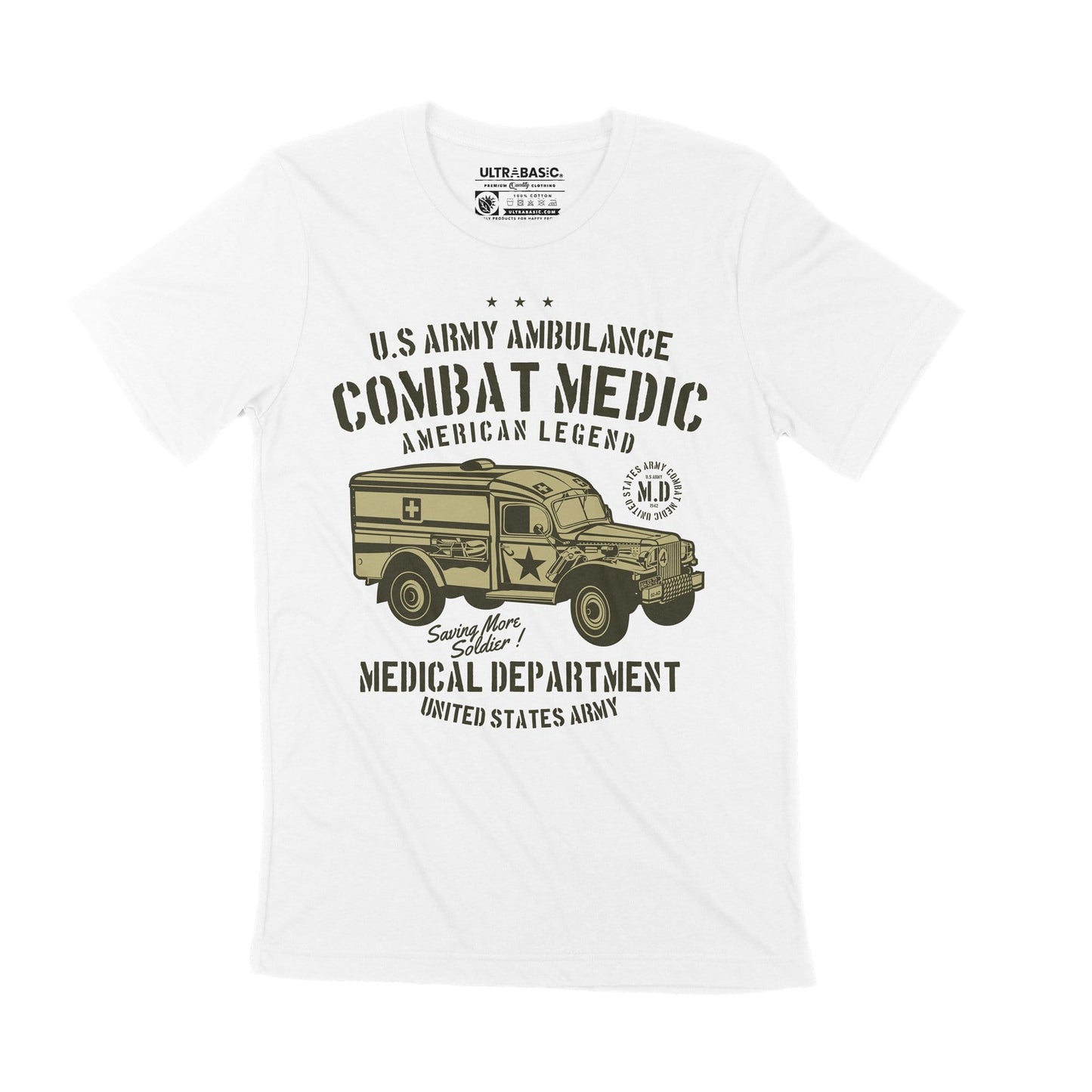 ULTRABASIC Men's Graphic T-Shirt Combat Medic - US Army Ambulance - Vintage Shirt