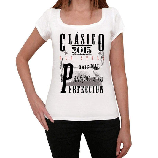 Aged To Perfection, Spanish, 2015, White, Women's Short Sleeve Round Neck T-shirt, gift t-shirt 00360 - Ultrabasic