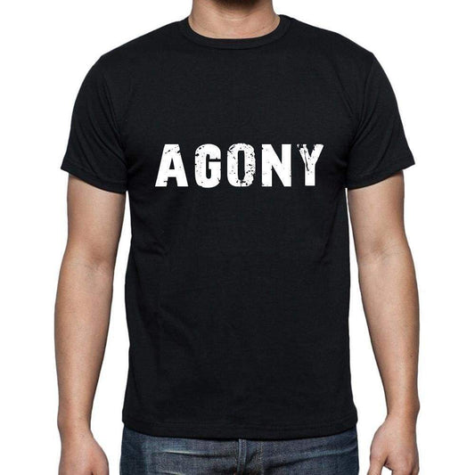 Agony Mens Short Sleeve Round Neck T-Shirt 5 Letters Black Word 00006 - Casual