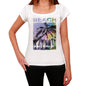 Albenga Beach Name Palm White Womens Short Sleeve Round Neck T-Shirt 00287 - White / Xs - Casual