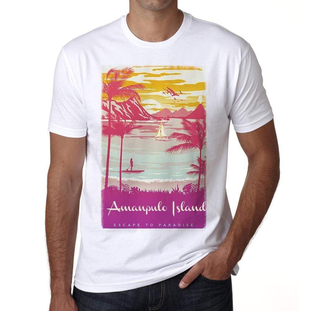 Amanpulo Island Escape To Paradise White Mens Short Sleeve Round Neck T-Shirt 00281 - White / S - Casual