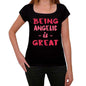 Angelic Being Great Black Womens Short Sleeve Round Neck T-Shirt Gift T-Shirt 00334 - Black / Xs - Casual
