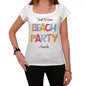 Arnala Beach Party White Womens Short Sleeve Round Neck T-Shirt 00276 - White / Xs - Casual