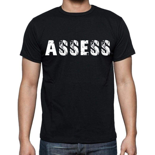 Assess White Letters Mens Short Sleeve Round Neck T-Shirt 00007