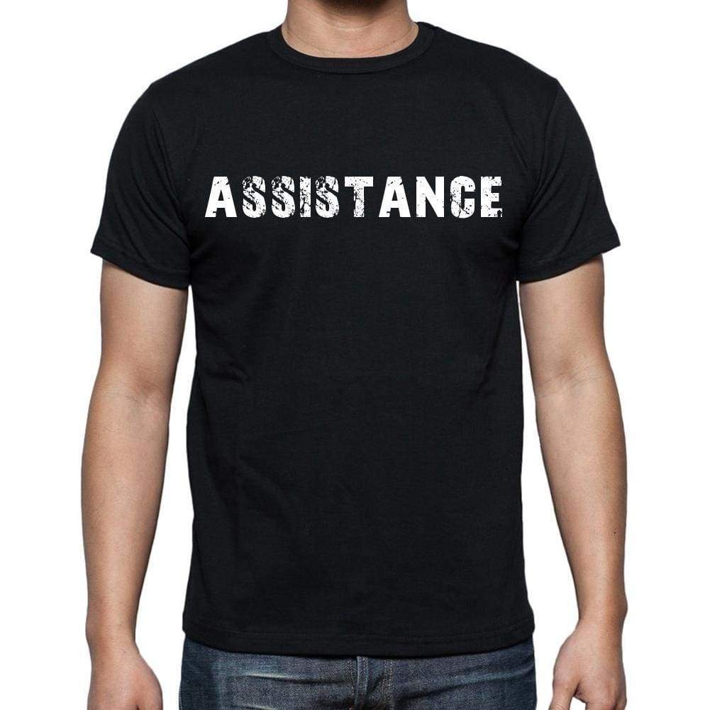 Assistance White Letters Mens Short Sleeve Round Neck T-Shirt 00007