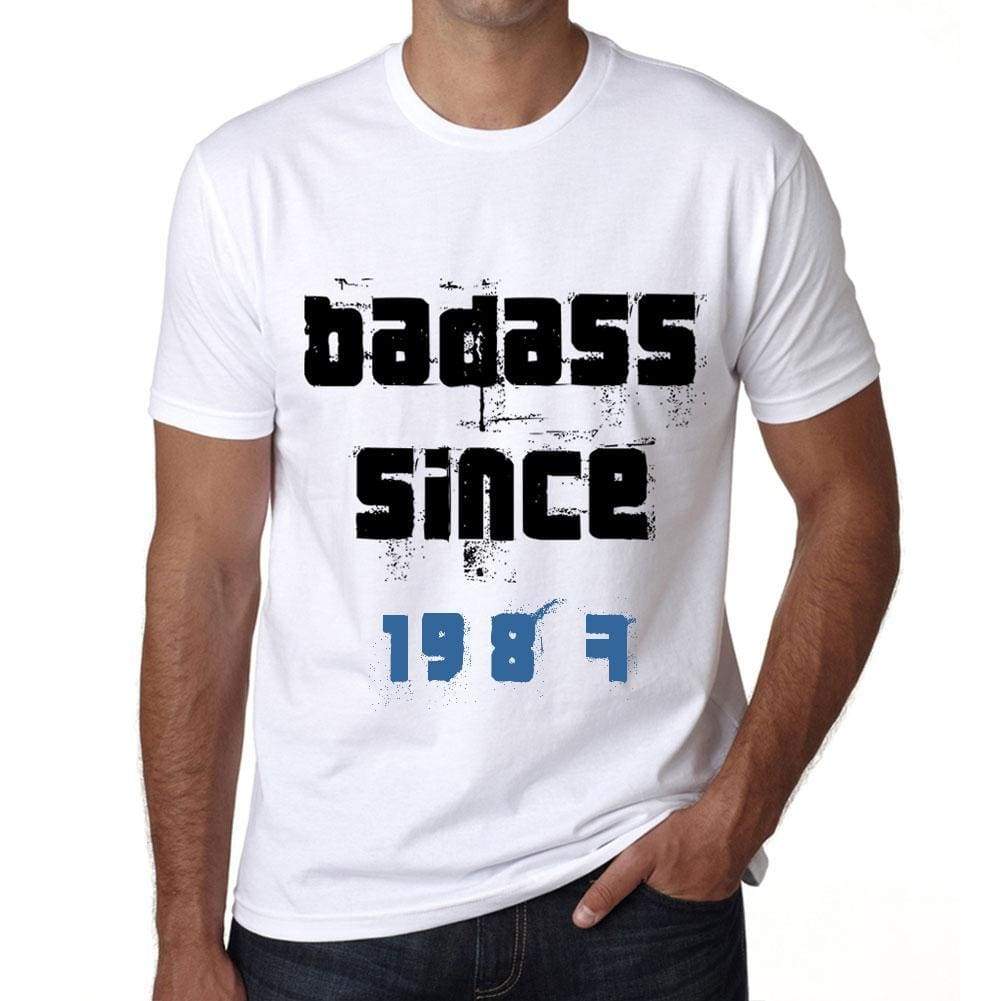 Badass Since 1987 Men's T-shirt White Birthday Gift 00429 - Ultrabasic