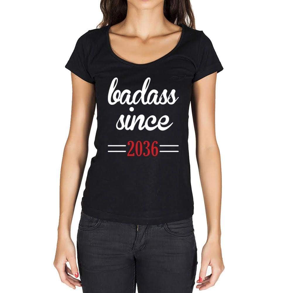 Badass Since 2036 Womens T-Shirt Black Birthday Gift 00432 - Black / Xs - Casual