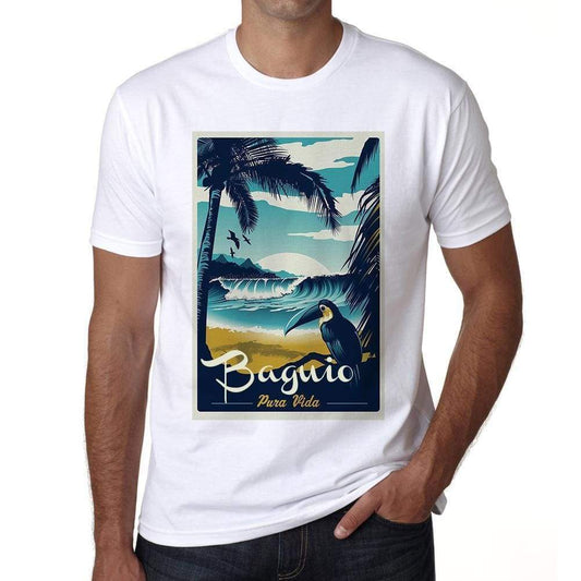 Baguio Pura Vida Beach Name White Mens Short Sleeve Round Neck T-Shirt 00292 - White / S - Casual