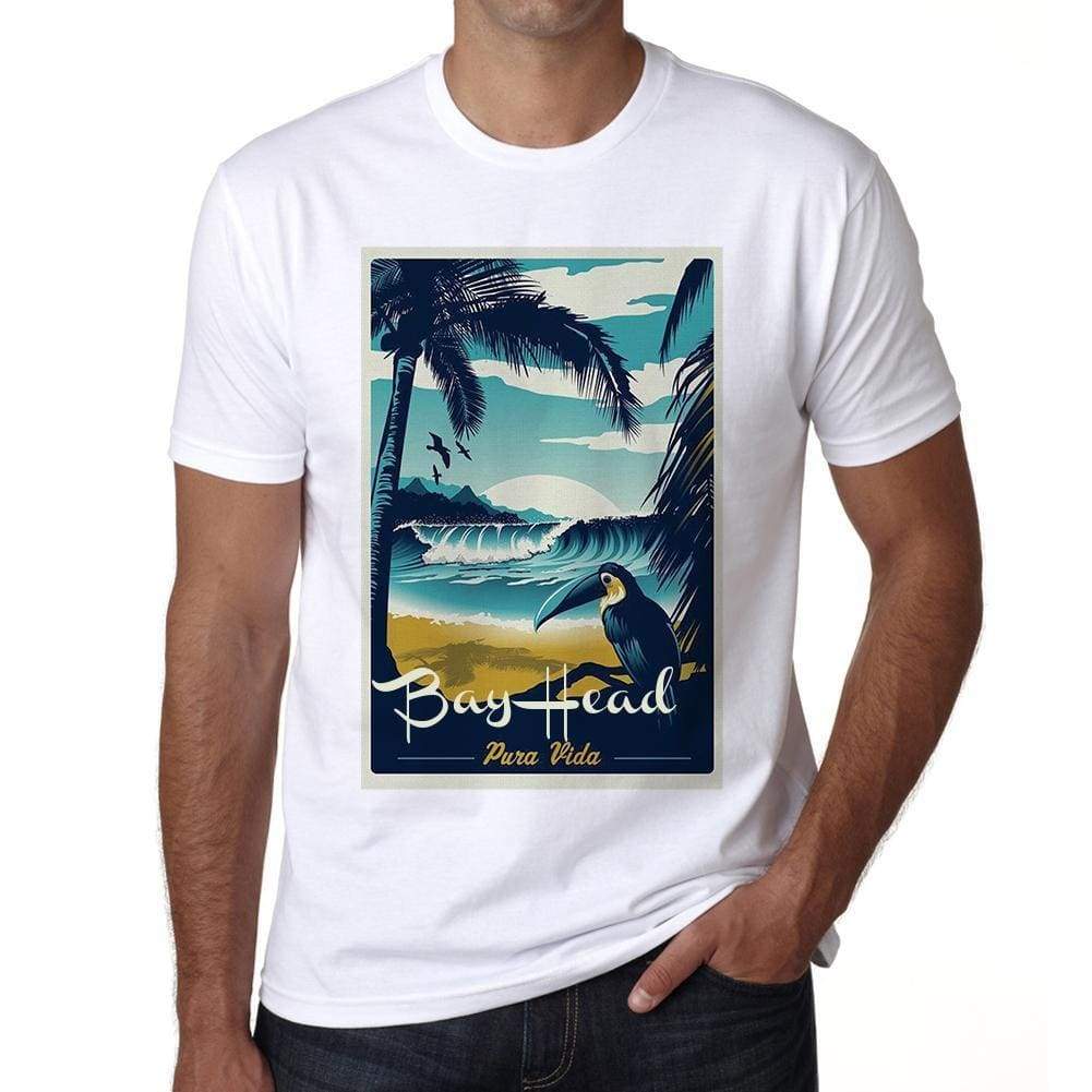 Bay Head Pura Vida Beach Name White Mens Short Sleeve Round Neck T-Shirt 00292 - White / S - Casual