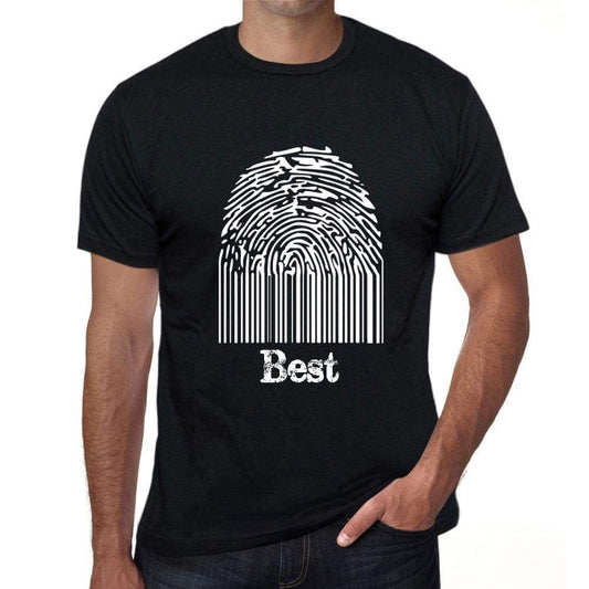 Best Fingerprint Black Mens Short Sleeve Round Neck T-Shirt Gift T-Shirt 00308 - Black / S - Casual