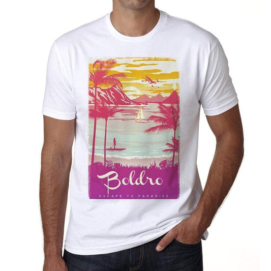 Boldro Escape To Paradise White Mens Short Sleeve Round Neck T-Shirt 00281 - White / S - Casual