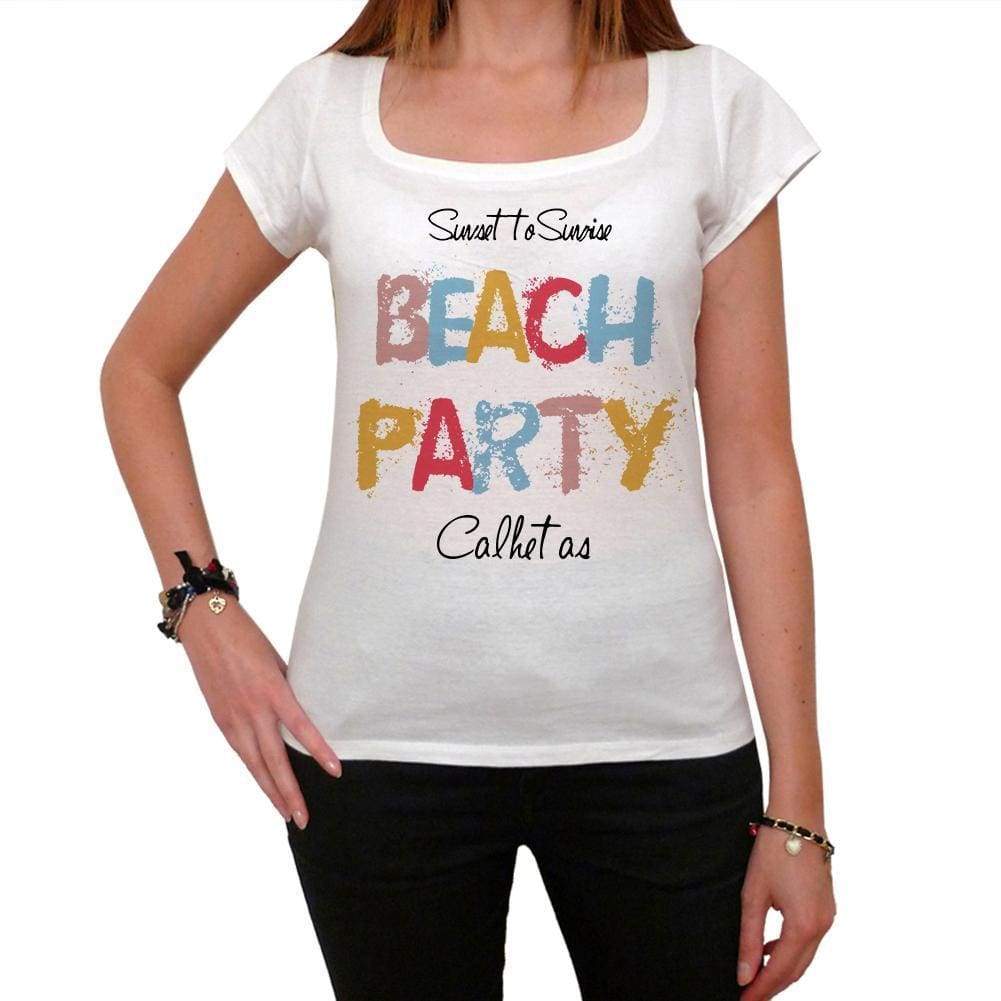 Calhetas Beach Party White Womens Short Sleeve Round Neck T-Shirt 00276 - White / Xs - Casual